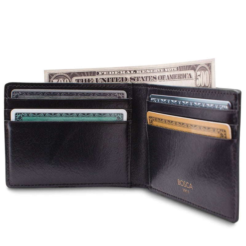 Bosca Menâ€™s Wallet, Dolce Leather Slim Bifold Wallet, Black - Image 5